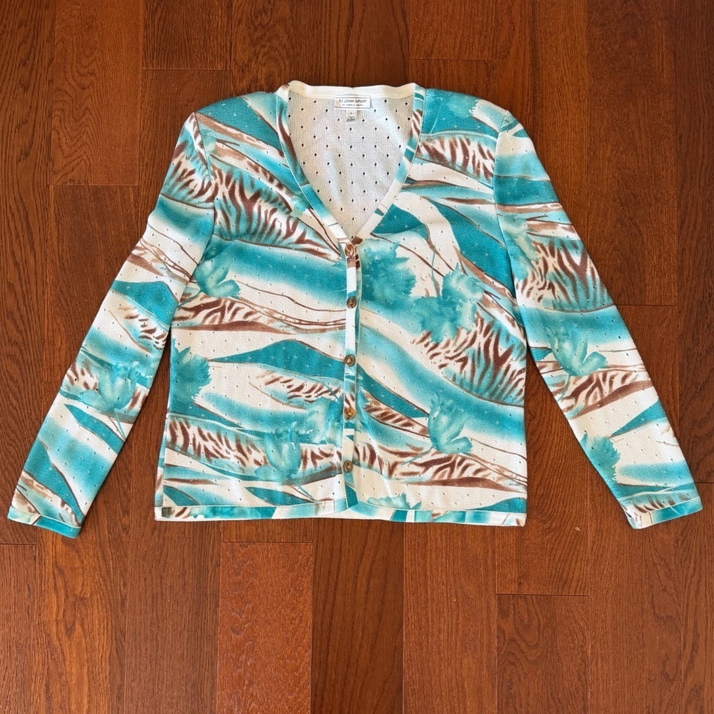 Vintage St. John Sport Printed Cardigan size L